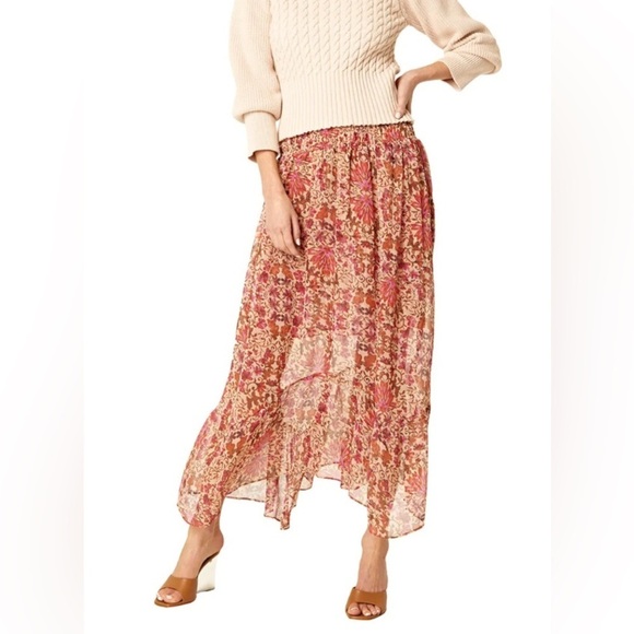 NWT MISA Los Angeles Agyness Hibiscus Floral Midi Skirt Sz XS - Picture 1 of 11